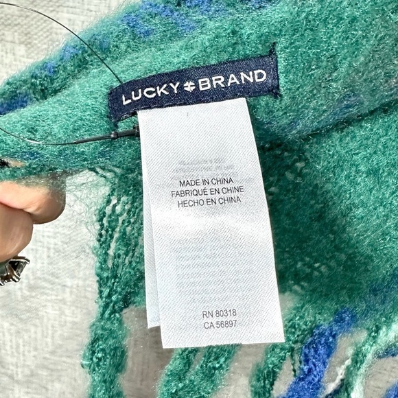 Lucky brand green plaid blanket scarf - Picture 4 of 6
